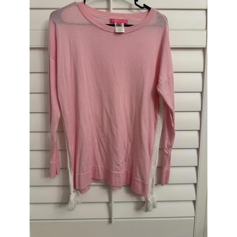Lilly Pulitzer Damara Coolmax pink sweater with white side detailing size Small